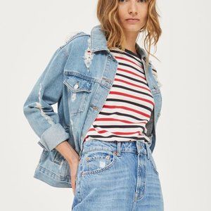 TOPSHOP MOTO Extreme Rip Oversized Denim Jacket 12
